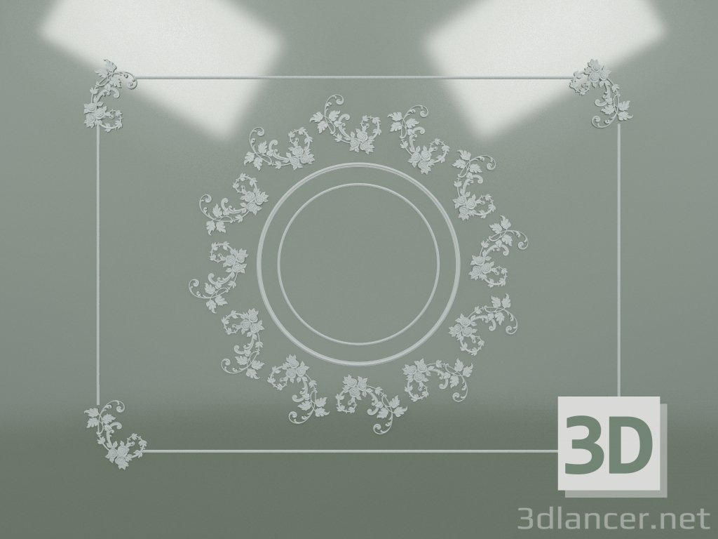 modèle 3D Composition de plafond en plâtre stuc ND-003 - preview