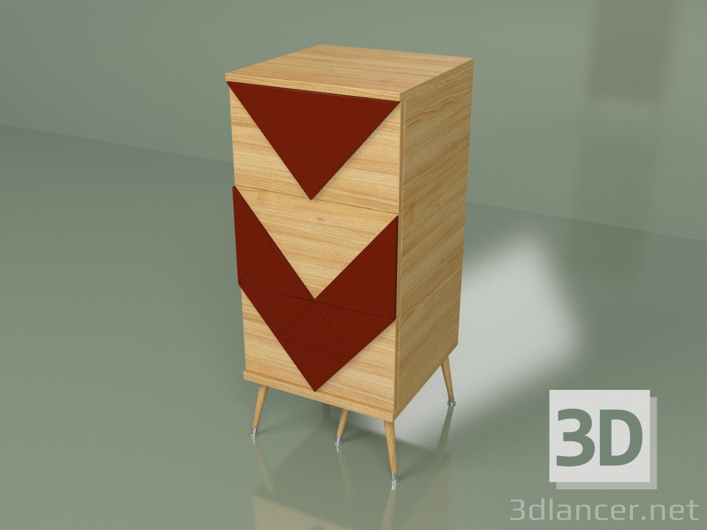 3d model Small chest of drawers Slim Woo (burgundy) - preview
