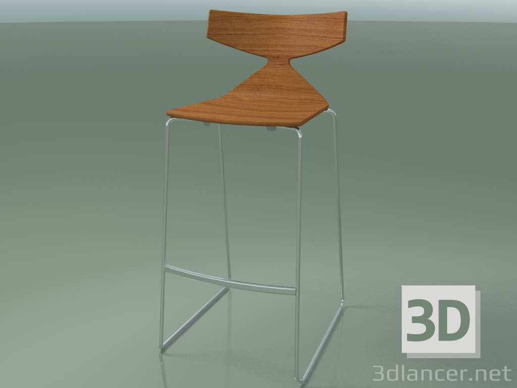 3D Modell Stapelbarer Barhocker 3704 (Teak-Effekt, CRO) - Vorschau
