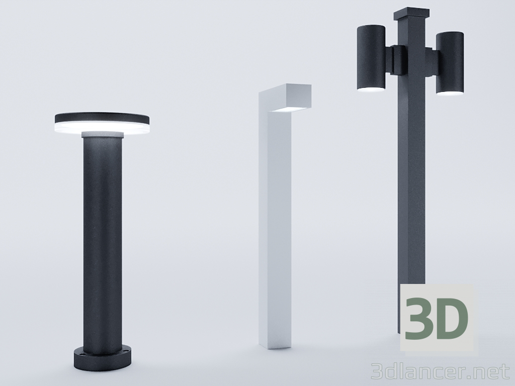 3d model street lamps - preview