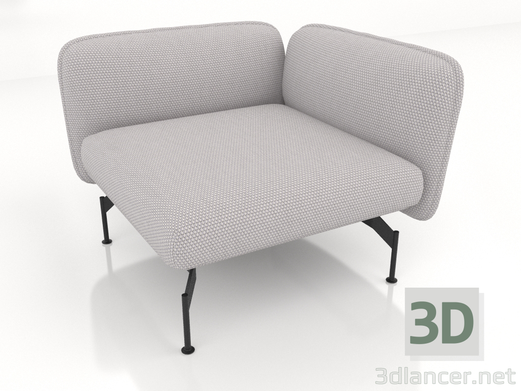 3D modeli Sağda kolçaklı 1 kişilik kanepe modülü - önizleme