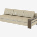 modello 3D Elemento divano modulare con laterale in legno, tripla - anteprima