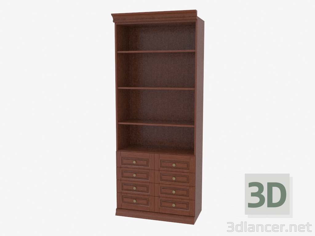 3D Modell Bücherregal mit offenen Regalen (3841-07) - Vorschau