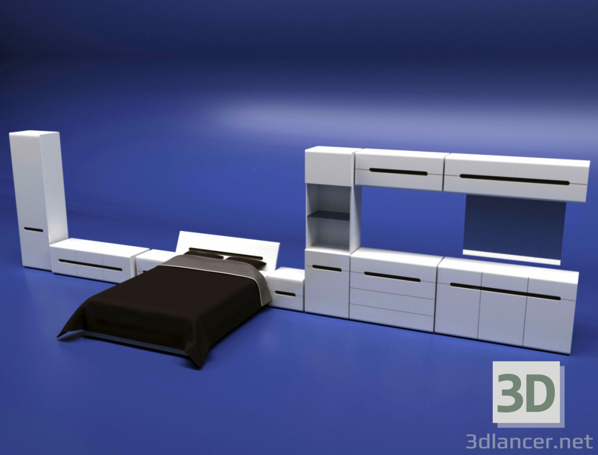 3d Modular system - Aztec bedroom model buy - render
