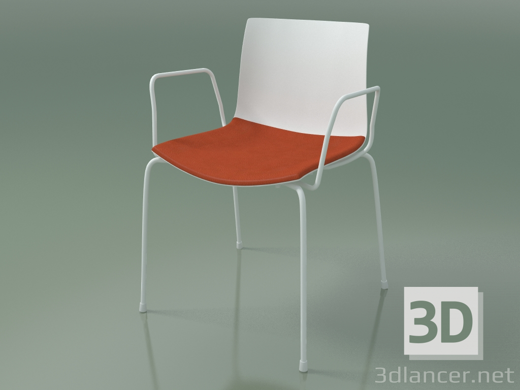 3d model Silla 0450 (4 patas con reposabrazos y una almohada en el asiento, polipropileno PO00101, V12) - vista previa