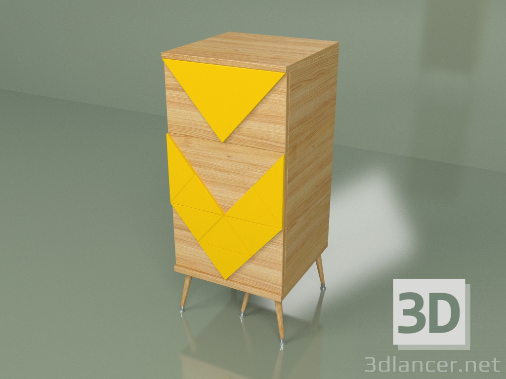 modèle 3D Petite commode Slim Woo (jaune moutarde) - preview