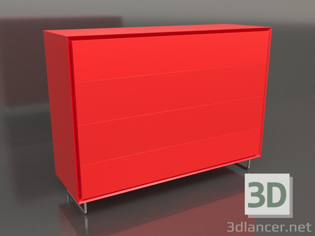 modello 3D Cassettiera TM 014 (1200x400x900, arancio luminoso) - anteprima