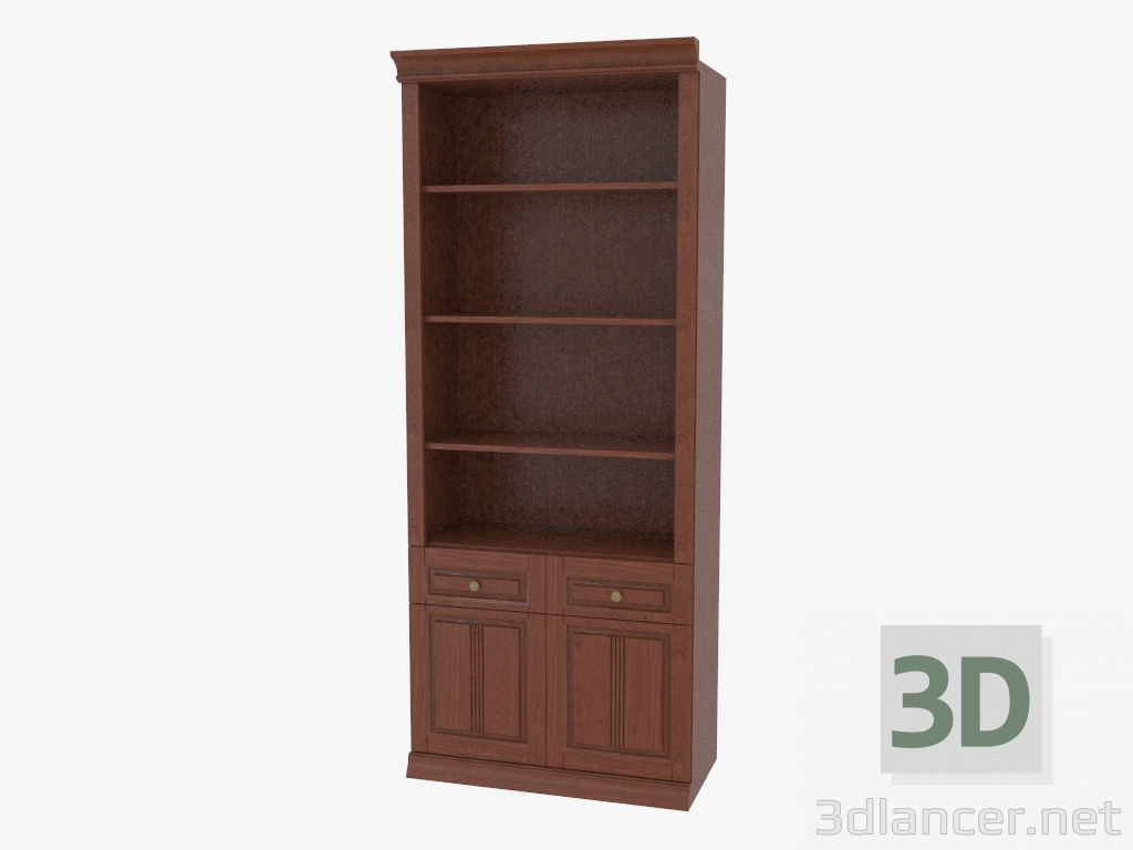 3D Modell Bücherregal mit offenen Regalen (3841-10) - Vorschau