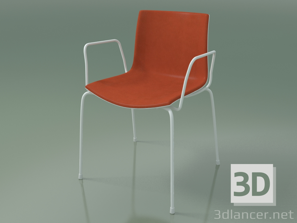 modèle 3D Chaise 0458 (4 pieds avec accoudoirs et garniture avant, polypropylène PO00101, V12) - preview