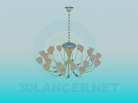 modelo 3D Lámpara Chandelier con tulipanes - escuchar modelo 3D Lámpara Chandelier con tulipanes - escuchar