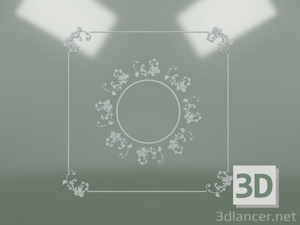 modello 3D Composizione del soffitto in stucco di gesso ND-003-3 - anteprima