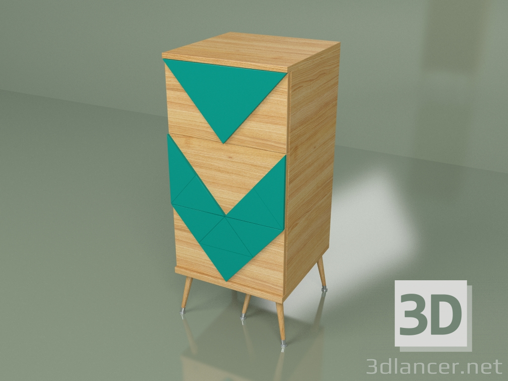 modèle 3D Petite commode Slim Woo (turquoise) - preview