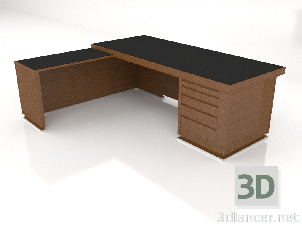 modello 3D Desk ICS Scrivania grande dattilografia direzionale SX - anteprima