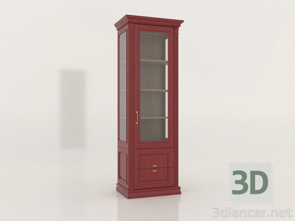 3D Modell Eintürige Vitrine mit Schubladen (Chateau) - Vorschau