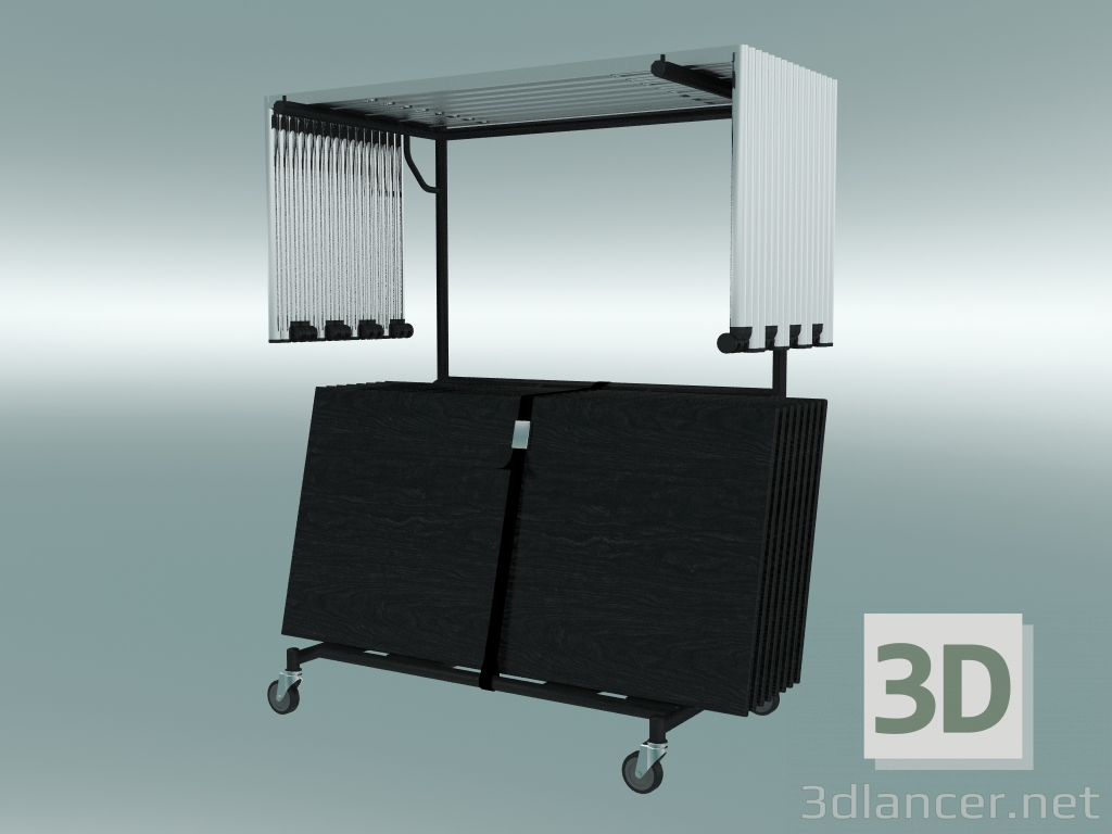 modello 3D Pila di tavoli modulari su carrello (1500x750mm) - anteprima
