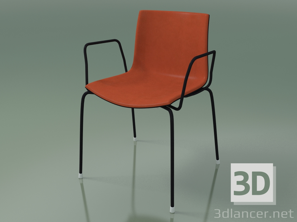 modello 3D Sedia 0458 (4 gambe con braccioli e rivestimento frontale, polipropilene PO00109, V39) - anteprima