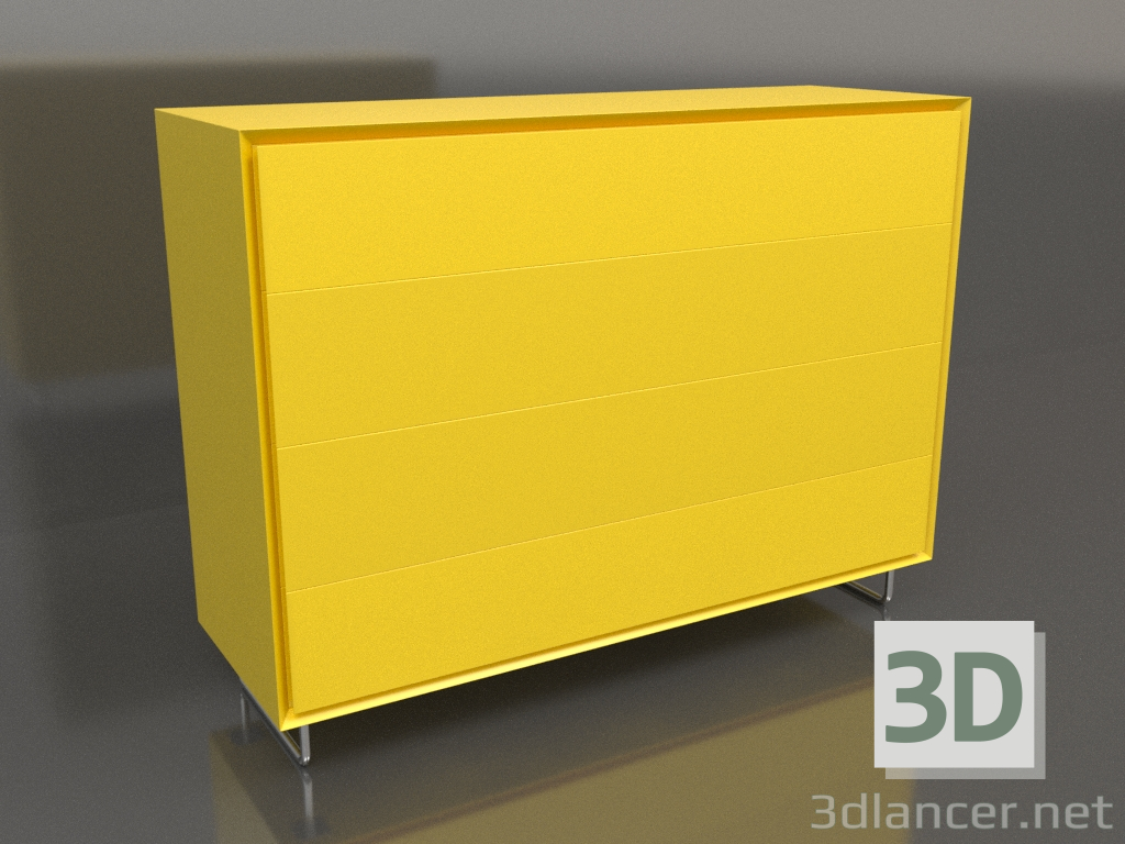 modello 3D Cassettiera TM 014 (1200x400x900, giallo luminoso) - anteprima
