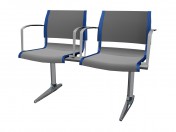 Double bench for conference with armrests