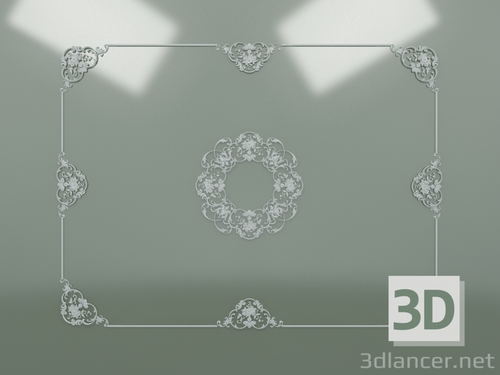 modèle 3D Composition de plafond en plâtre stuc ND-004-1 - preview