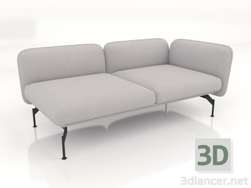 modello 3D Modulo divano 2 posti con bracciolo a destra - anteprima