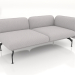3d model 2-seater sofa module with an armrest on the right - preview