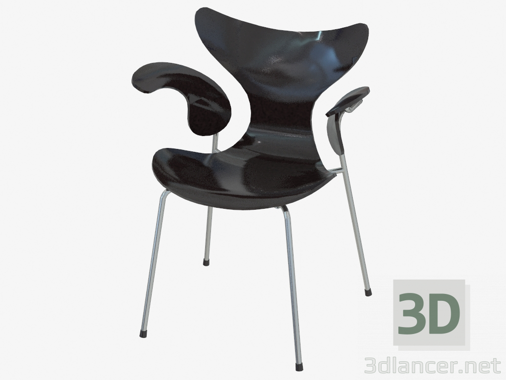 modello 3D Sedia Lily (lacca nera) - anteprima