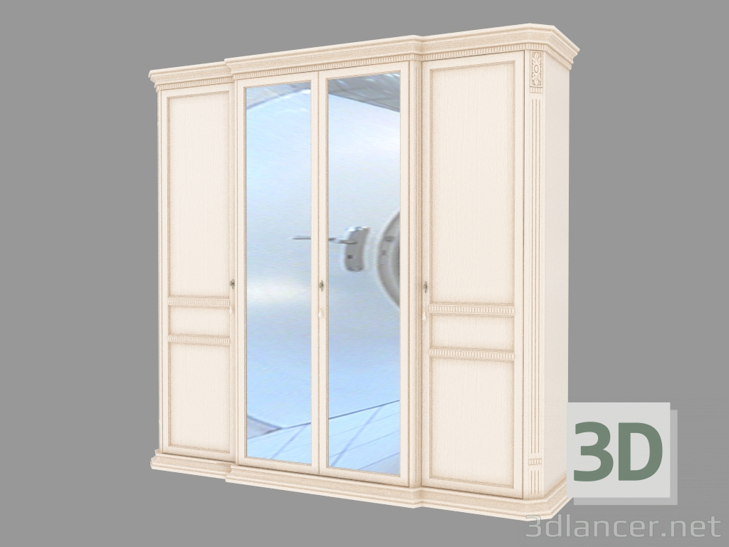 3d модель Шкаф 4-х дверный с зеркалом (2456х2337х693) – превью