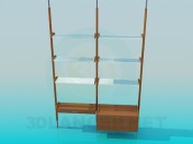 Rack with glass shelves