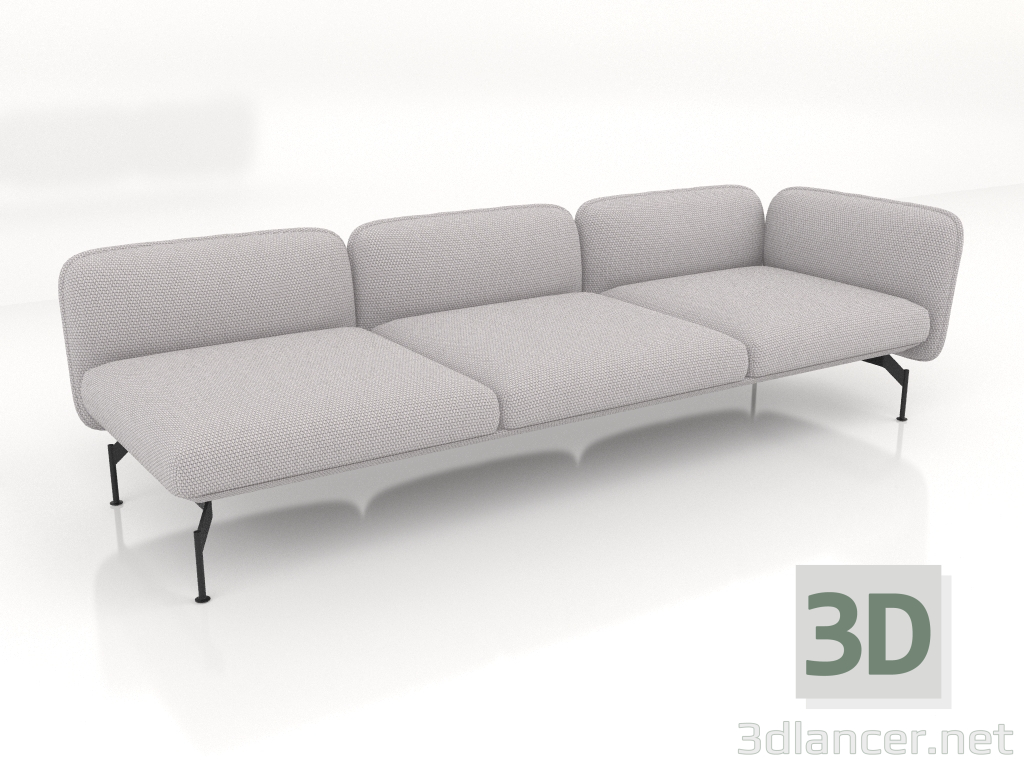 3D modeli Sağda kolçaklı 3'lü kanepe modülü - önizleme