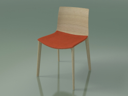 Sedia 0308 (4 gambe in legno, con cuscino sul sedile, rovere sbiancato)