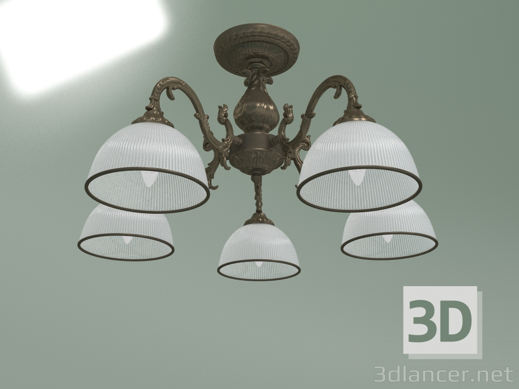 modello 3D Lampadario a soffitto Caldera 60106-5 (bronzo antico) - anteprima