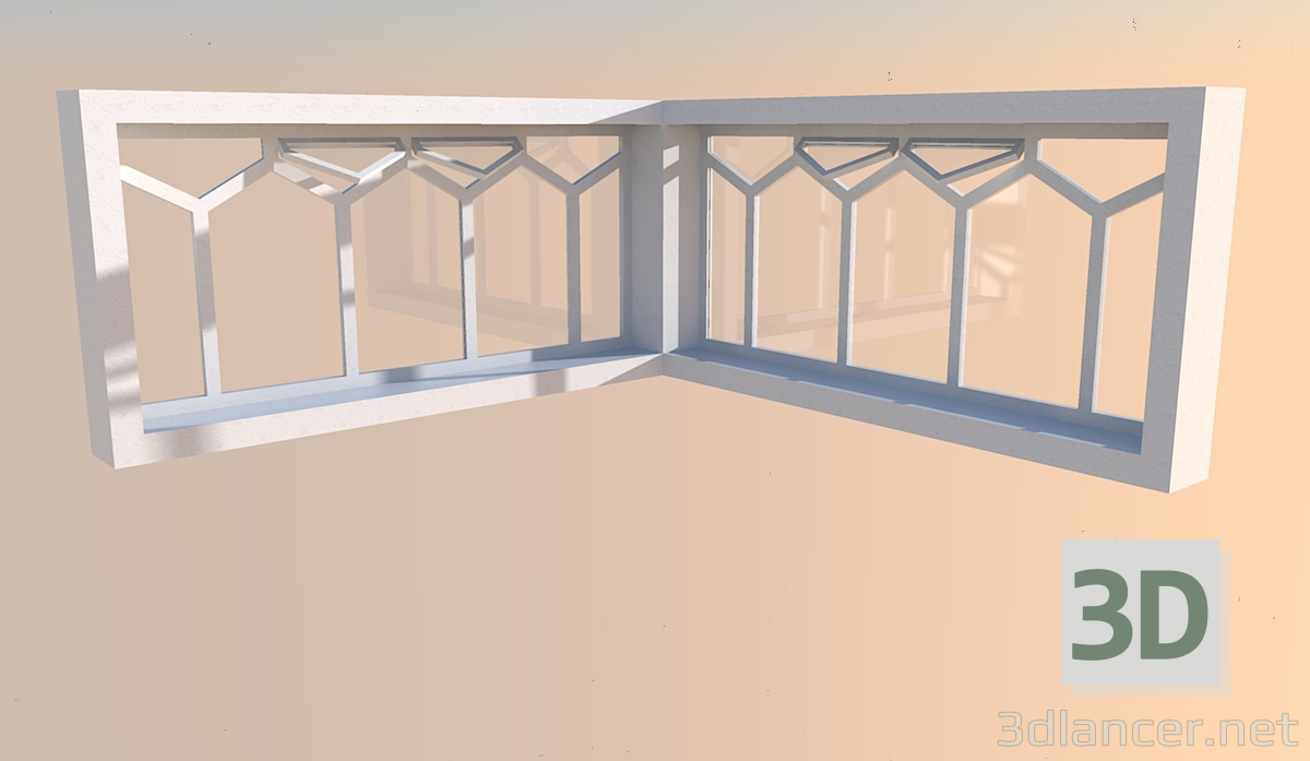 modello 3D finestra d'angolo - anteprima