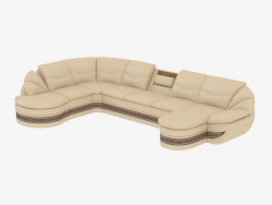 Modular leather sofa with ottoman