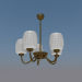 3d model Simple chandelier 5 lamps (bronze, frosted glass) - preview