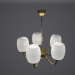 3d model Simple chandelier 5 lamps (bronze, frosted glass) - preview