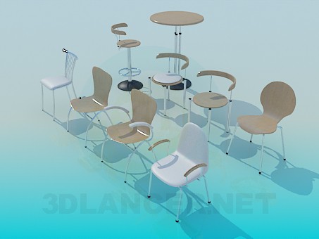 3 डी मॉडल कुर्सियों का एक सेट - पूर्वावलोकन