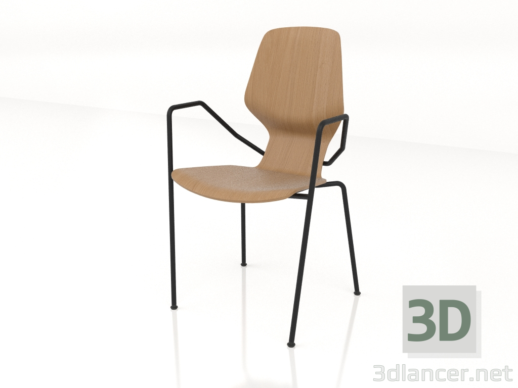 3d model Chair on metal legs D16 mm with armrests - preview