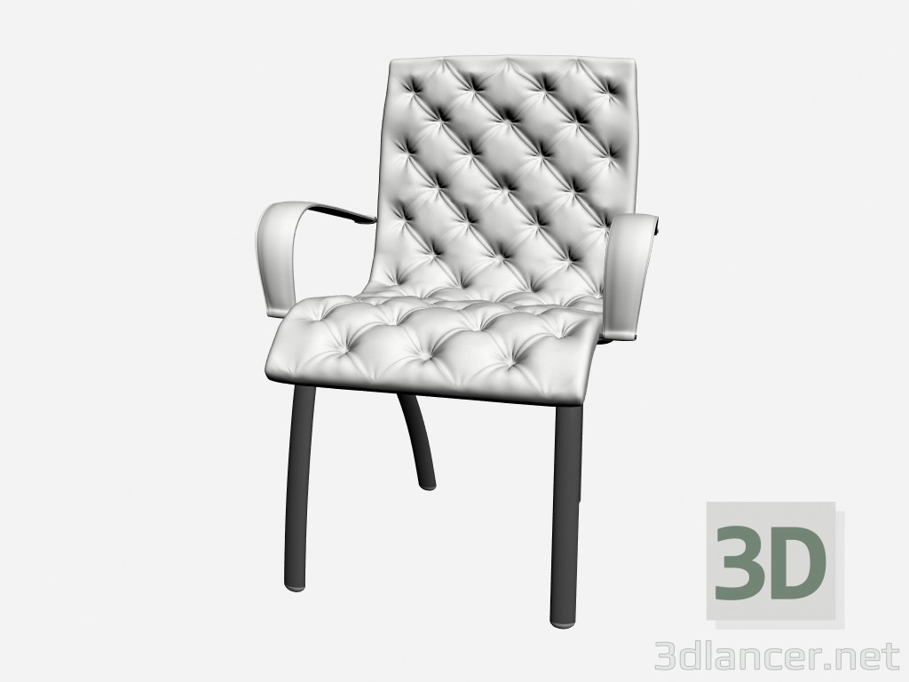 modèle 3D Chaise avec accoudoirs HERMAN CAPITONNE 1 - preview