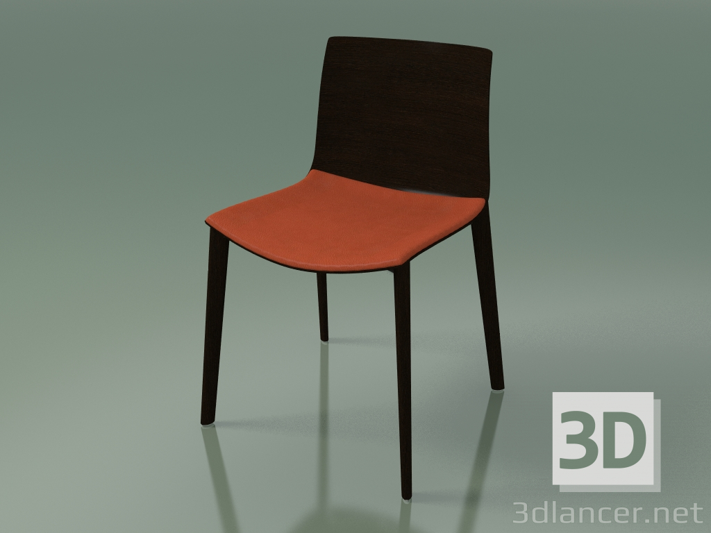 modèle 3D Chaise 0308 (4 pieds en bois, avec un oreiller sur le siège, wengé) - preview