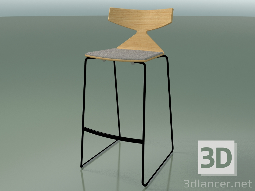 3D modeli İstiflenebilir Bar Taburesi 3713 (minderli, Doğal meşe, V39) - önizleme