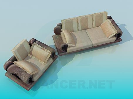 modelo 3D Sofá y sillón completo - escuchar modelo 3D Sofá y sillón completo - escuchar