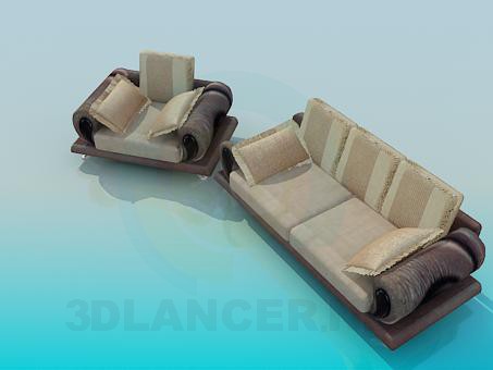 modelo 3D Sofá y sillón completo - escuchar modelo 3D Sofá y sillón completo - escuchar