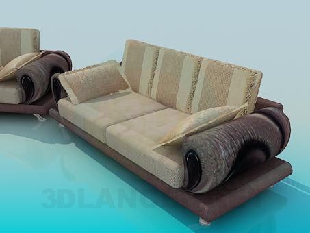 modelo 3D Sofá y sillón completo - escuchar modelo 3D Sofá y sillón completo - escuchar