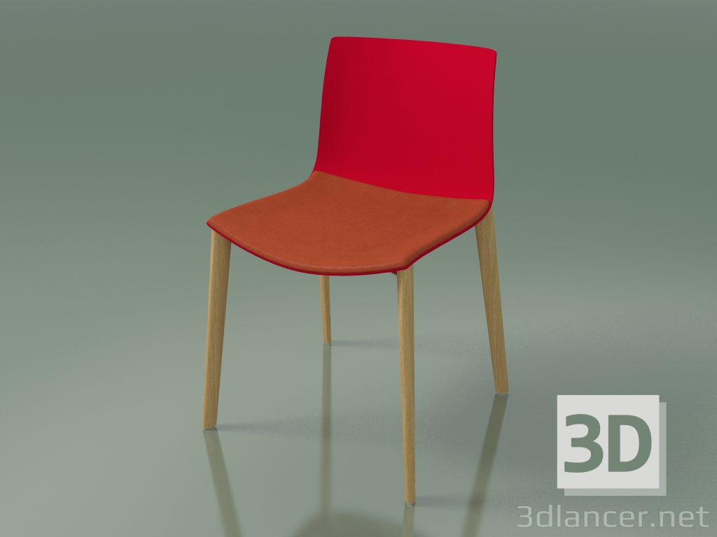 3 डी मॉडल कुर्सी 0308 (4 लकड़ी के पैर, सीट पर एक तकिया, प्राकृतिक ओक, पॉलीप्रोपाइलीन PO00104) - पूर्वावलोकन