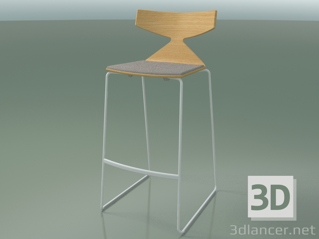3D Modell Stapelbarer Barhocker 3713 (mit Kissen, natürliche Eiche, V12) - Vorschau