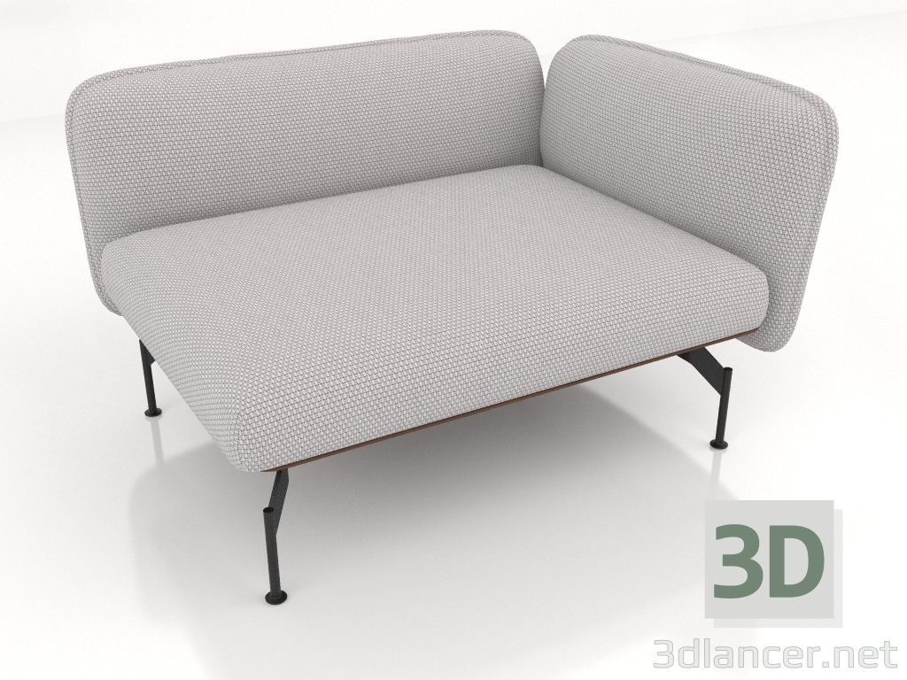 modèle 3D Canapé module 1,5 places avec un accoudoir à droite (revêtement cuir extérieur) - preview