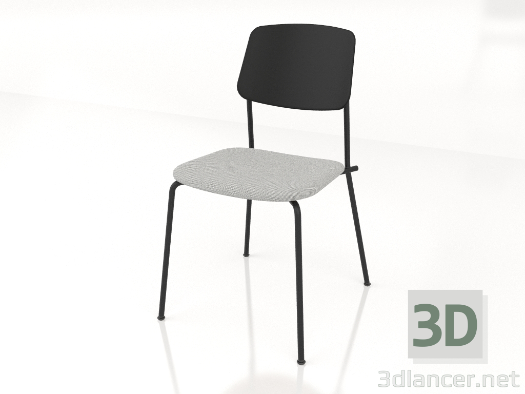 modello 3D Sedia Unstrain con schienale in multistrato e rivestimento seduta h81 (compensato nero) - anteprima