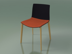 Stuhl 0308 (4 Holzbeine, mit einem Kissen auf dem Sitz, natürliche Eiche, Polypropylen PO00109)