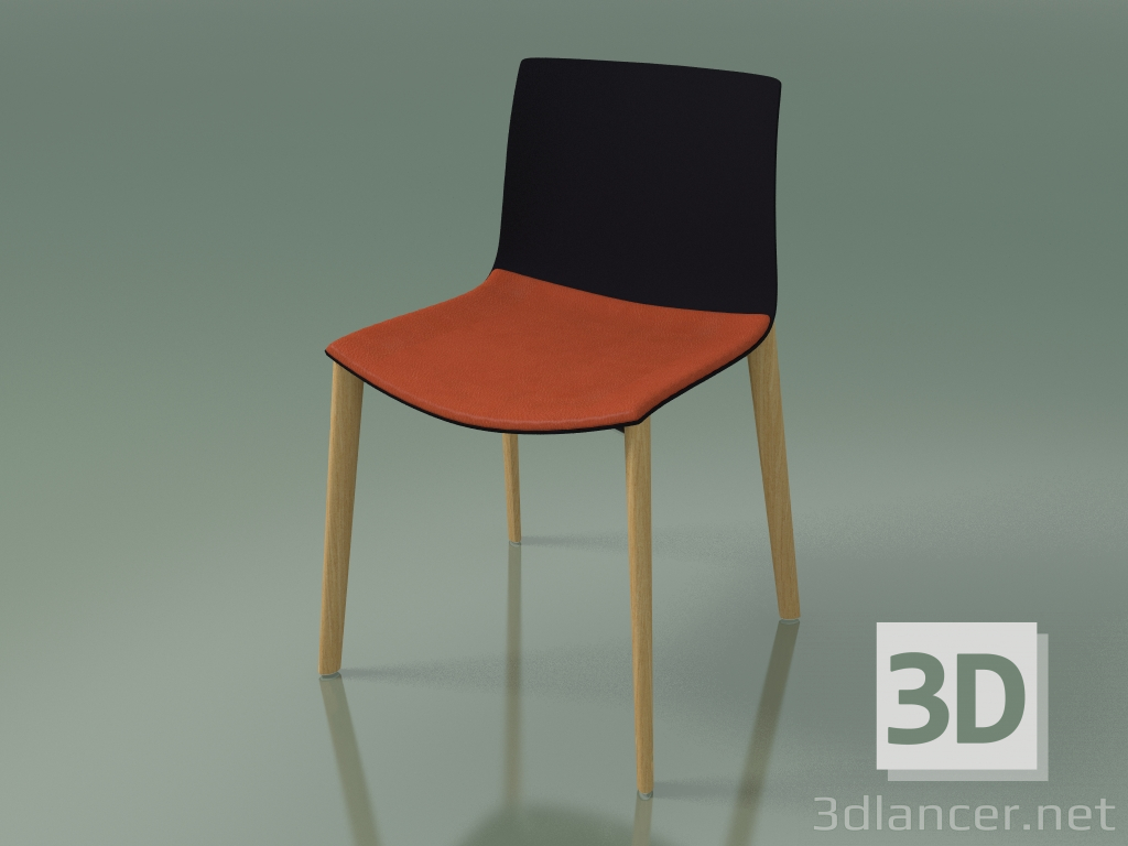 modèle 3D Chaise 0308 (4 pieds en bois, avec un coussin sur le siège, chêne naturel, polypropylène PO00109) - preview