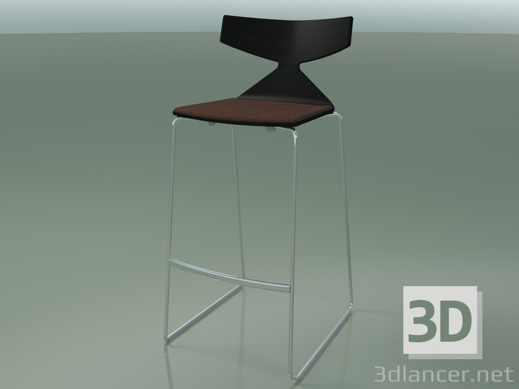 3D Modell Stuhl stapelbare Stange 3713 (mit Kissen, Schwarz, CRO) - Vorschau